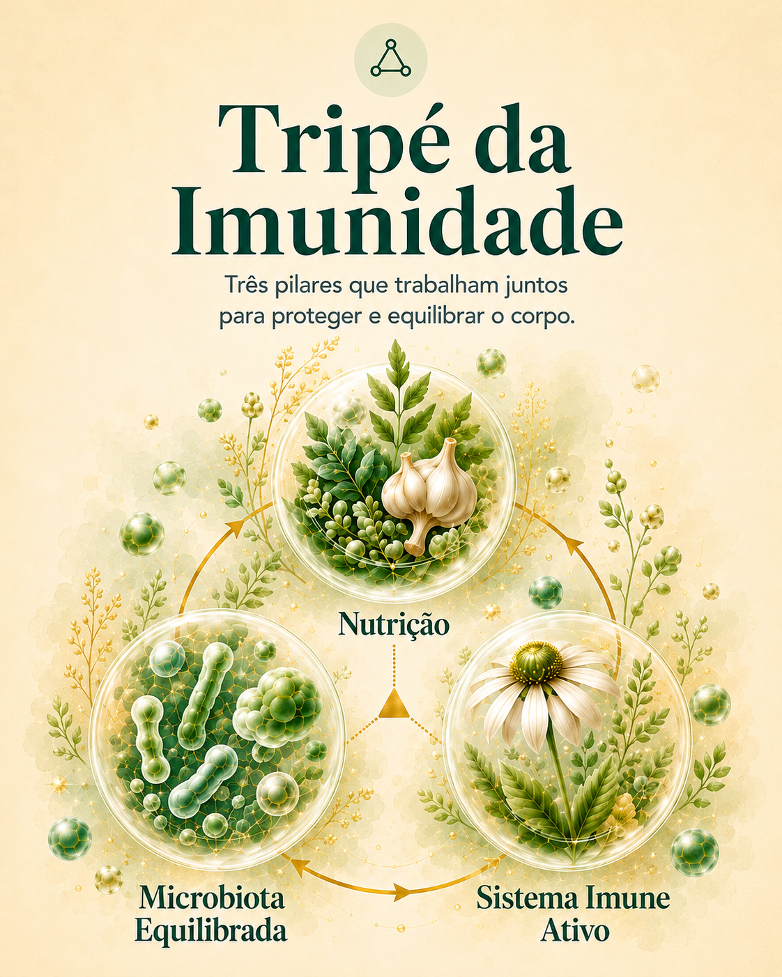 Tripé da Imunidade: Nutrição, Microbiota Equilibrada e Sistema Imune Ativo